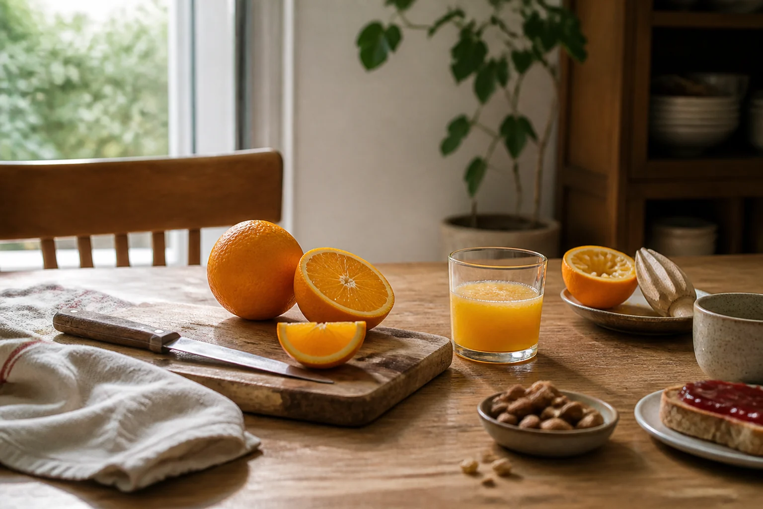 Photographie éditoriale en lien avec « Agrumes : orange entière ou jus pressé au petit-déjeuner ? »