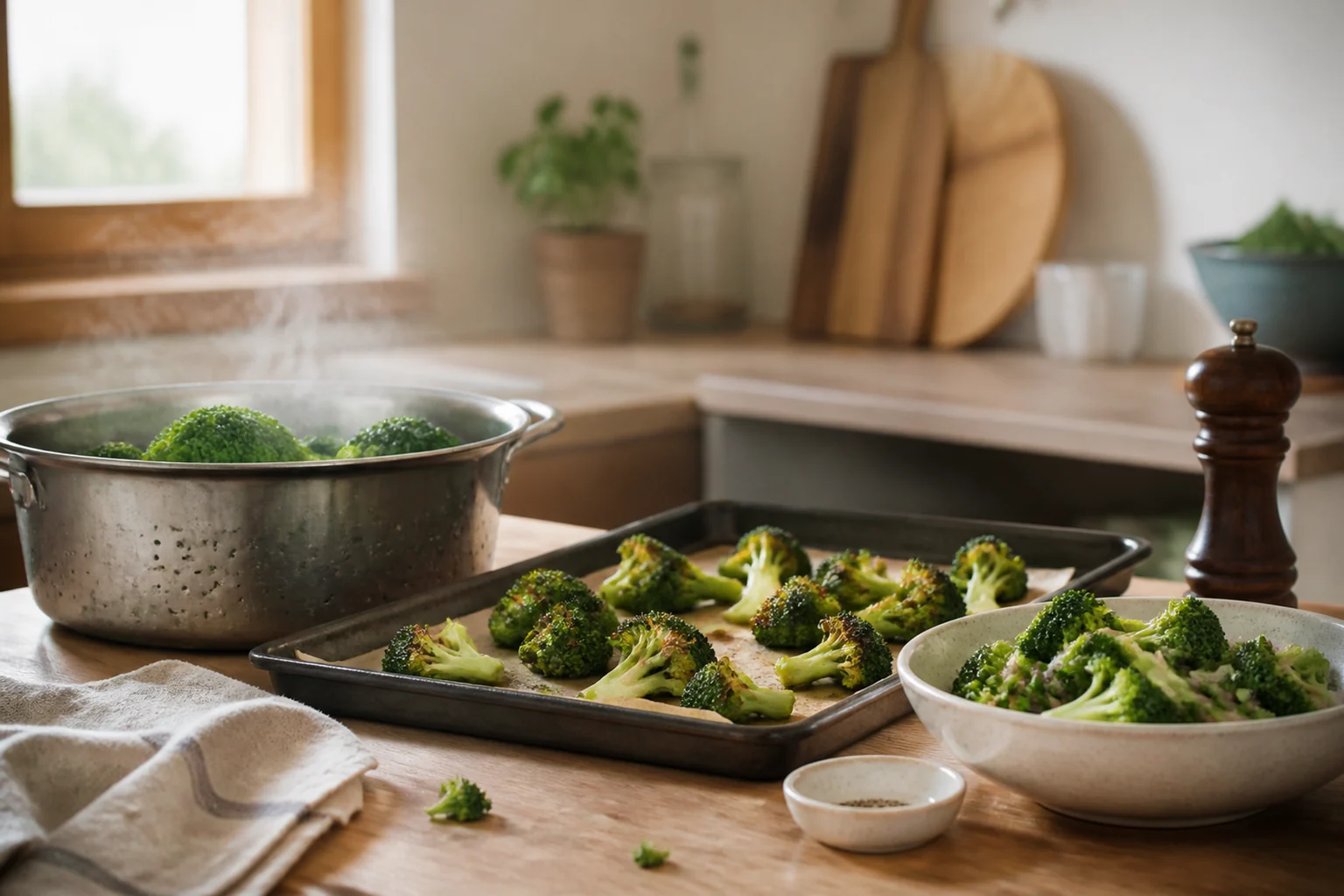 Photographie éditoriale en lien avec « Brocoli : vapeur, rôti ou cru, quelle cuisson préserve goût et nutriments ? »
