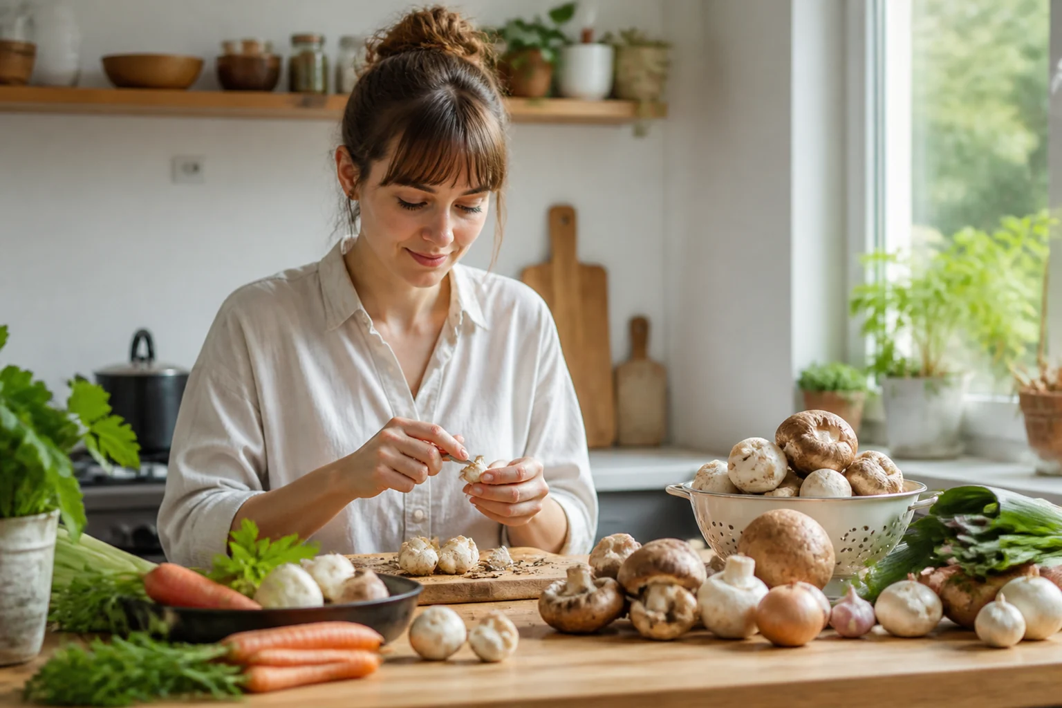 Photographie éditoriale en lien avec « Champignons : nutrition, cuisson et prudence avec la cueillette sauvage »