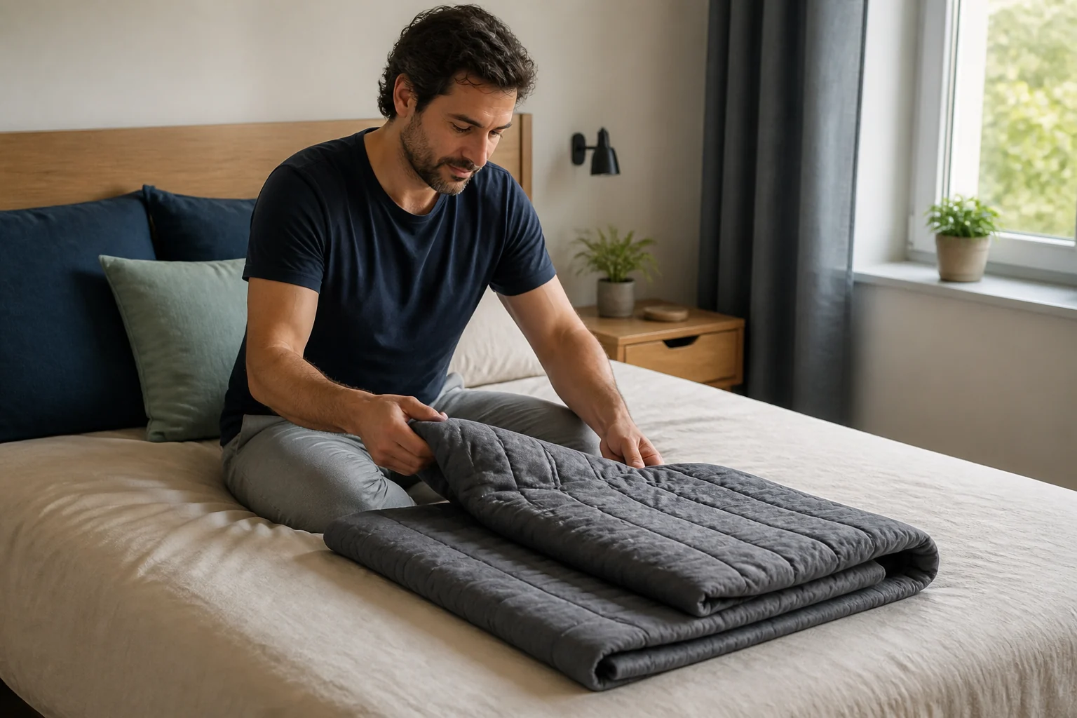 Photographie éditoriale en lien avec « Couverture lestée : peut-elle vraiment aider à dormir ou à calmer l'anxiété ? »