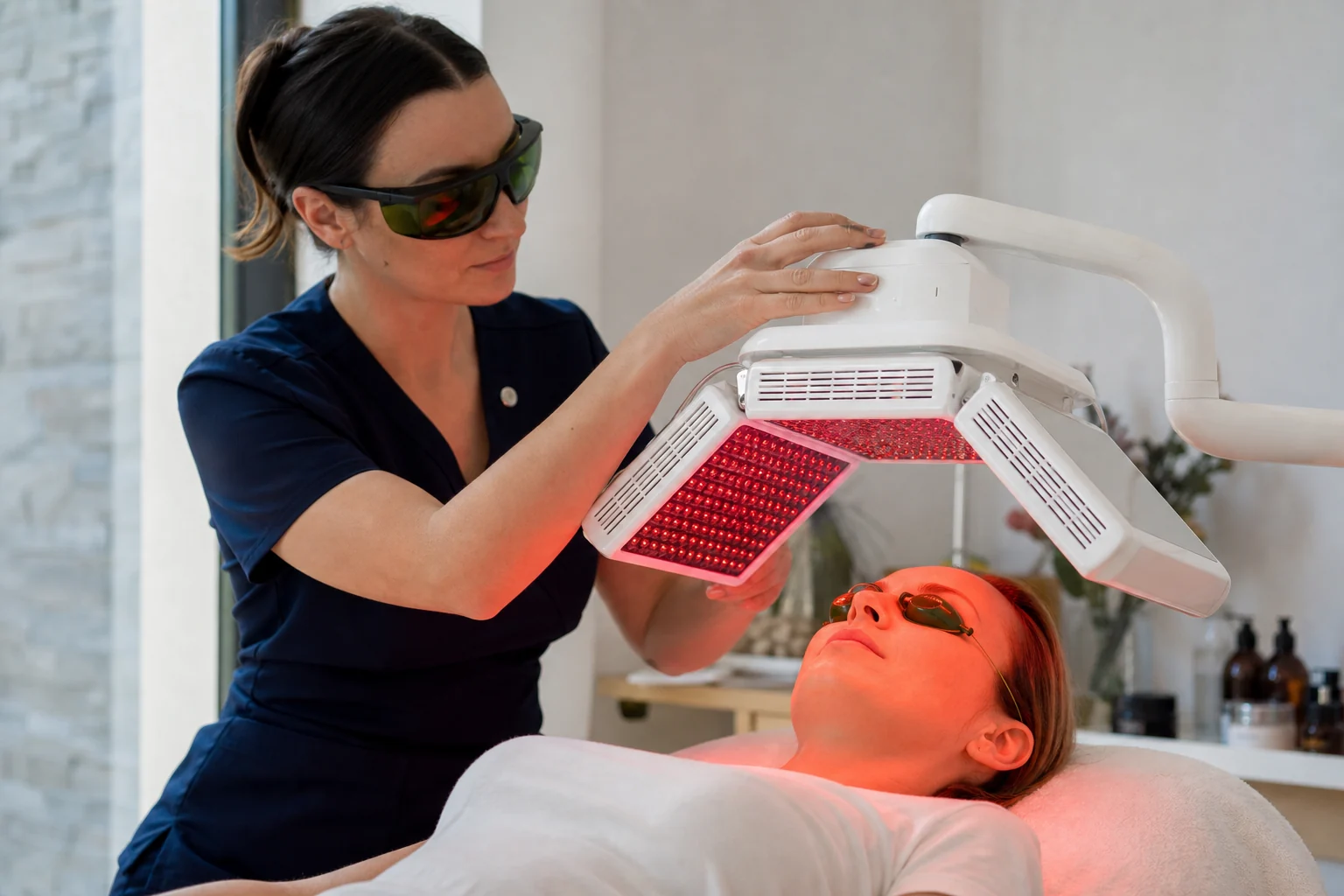 Photographie éditoriale en lien avec « Lumière rouge et red light therapy : peau, récupération et promesses à trier »