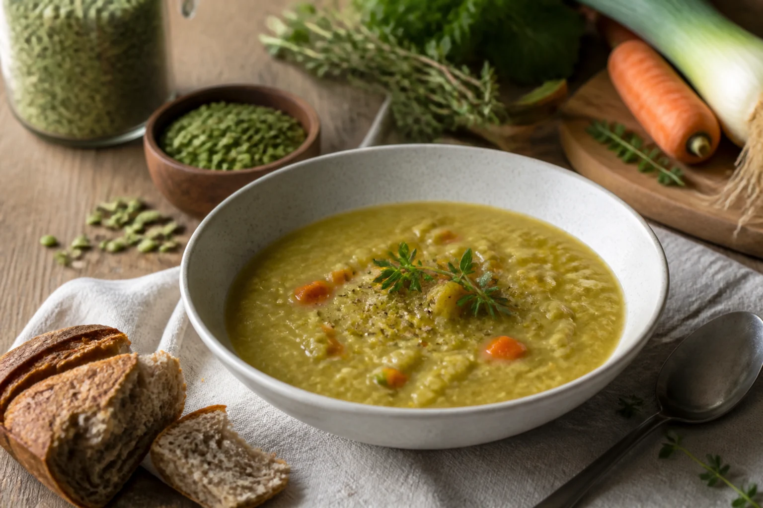 Photographie éditoriale en lien avec « Pois cassés : une soupe peut-elle constituer un repas complet ? »